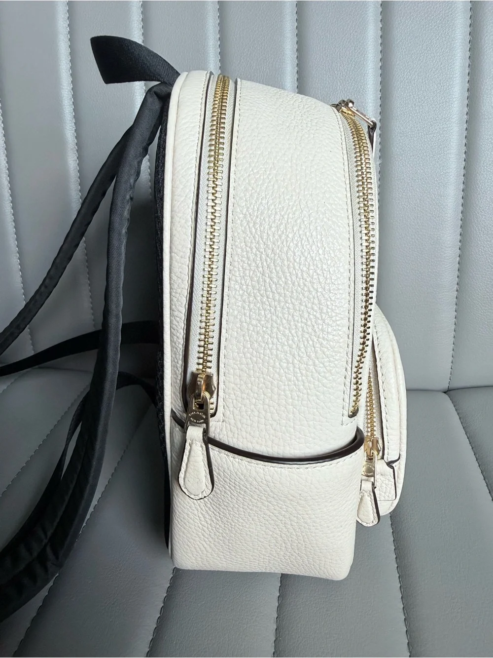 Coach Mini Court Backpack Pebbled Leather Color Chalk - Cream with Gold Hardware